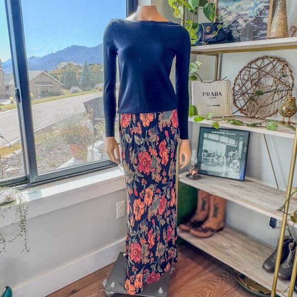 Salaam! Autumn Vibes Bold Floral Maxi Skirt w/ Elastic Waistline, Women's M/L - Picture 2 of 12